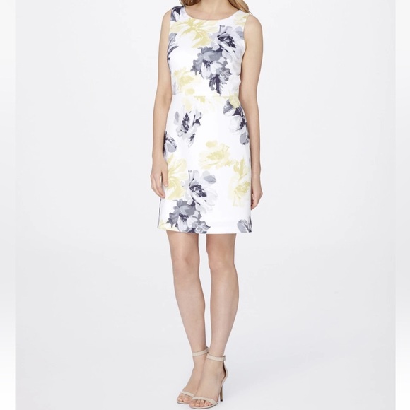 Tahari Arthur S. Levine Petite floral blossom sheath sleeveless dress Sz 10P - Picture 1 of 7